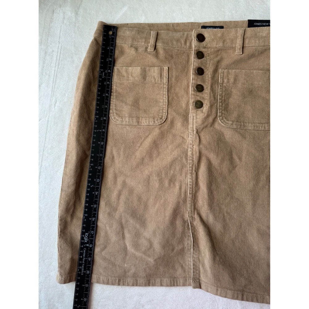 Jones New York Corduroy Skirt Tan High Waist Button Front Size 16 NEW - Picture 4 of 7